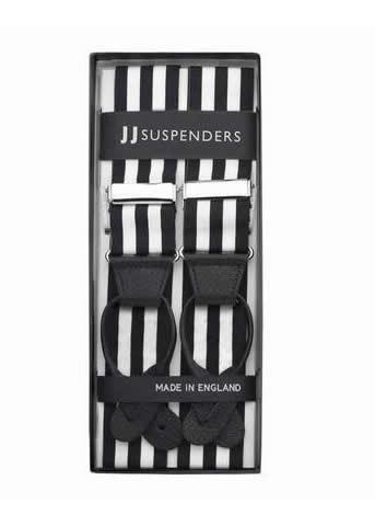 Bar None - Black & White Striped Suspenders - JJ Suspenders