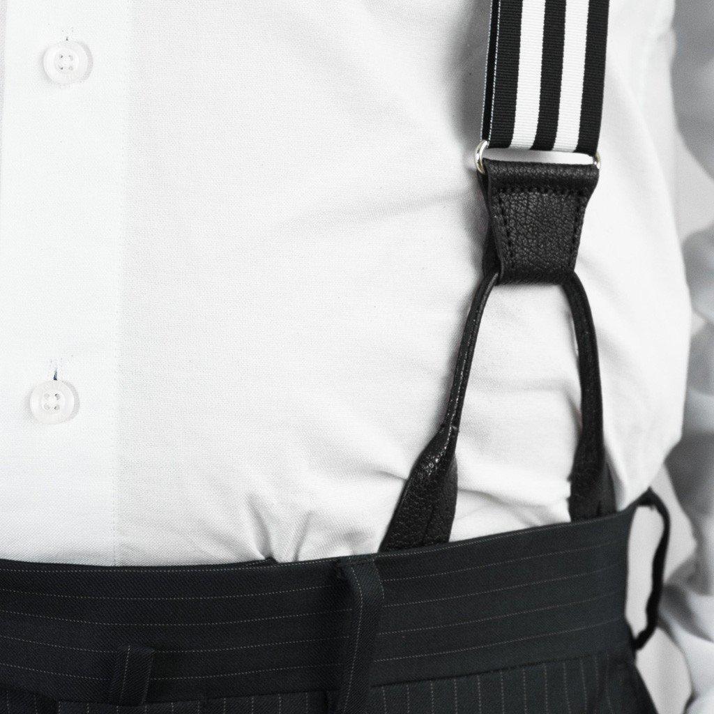 Bar None - Black & White Striped Suspenders - JJ Suspenders