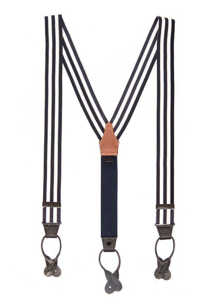 Bar None - Black & White Striped Suspenders - JJ Suspenders