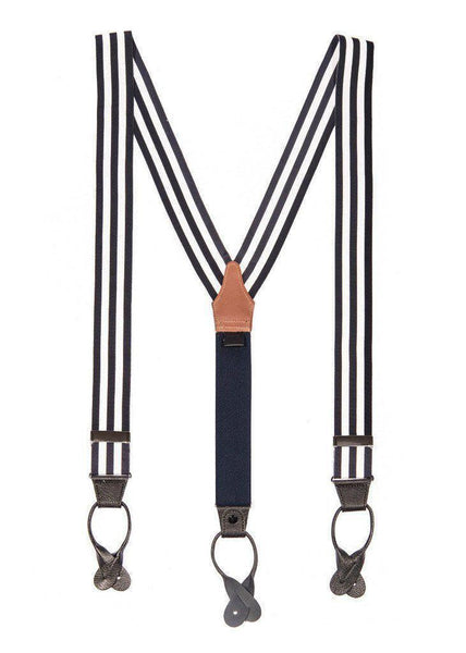 Bar None - Black & White Striped Suspenders - JJ Suspenders