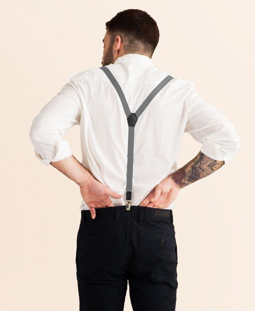 Cool Steel - Skinny Grey Suspenders - JJ Suspenders