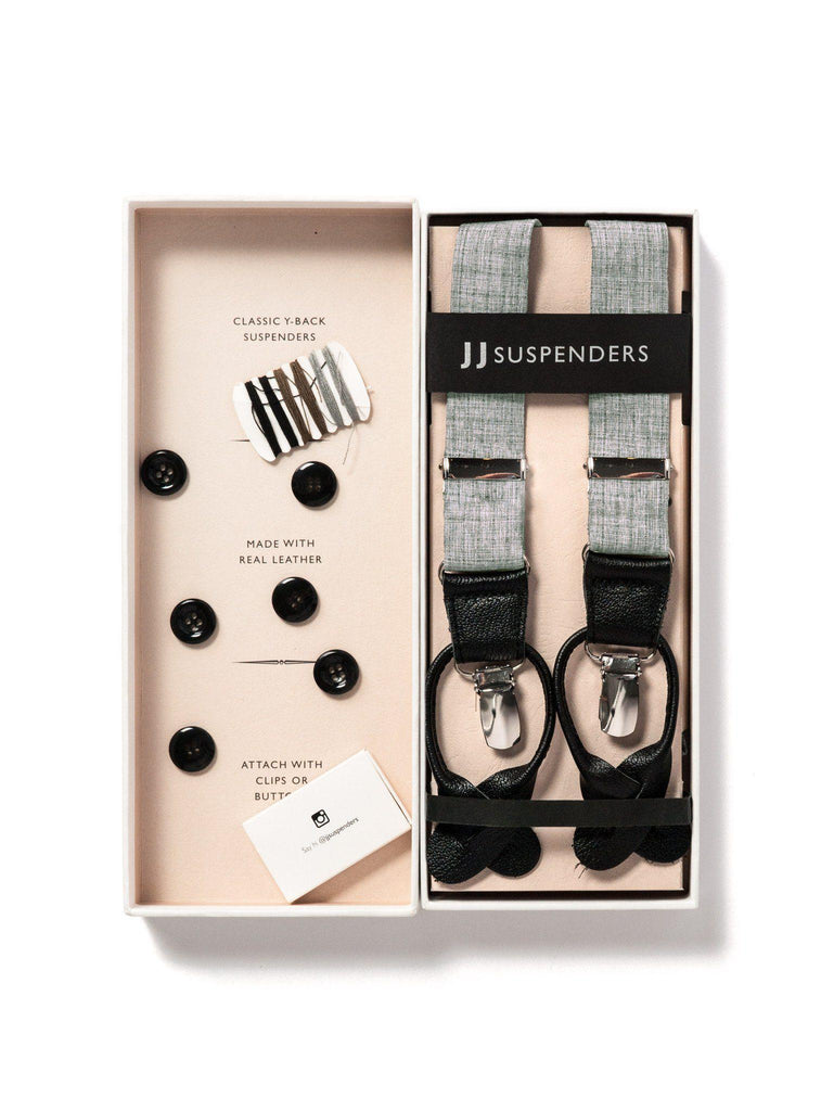 Criss Cross - Grey Crosshatch Suspenders - JJ Suspenders