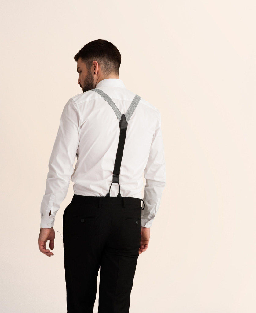 Criss Cross - Grey Crosshatch Suspenders - JJ Suspenders