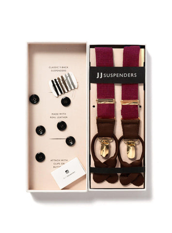 Fine Wine - Classic Burgundy Suspenders - JJ Suspenders