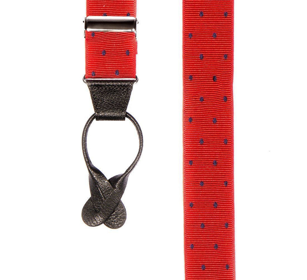 Ink Blot - Spotted Red & Navy Suspenders - JJ Suspenders