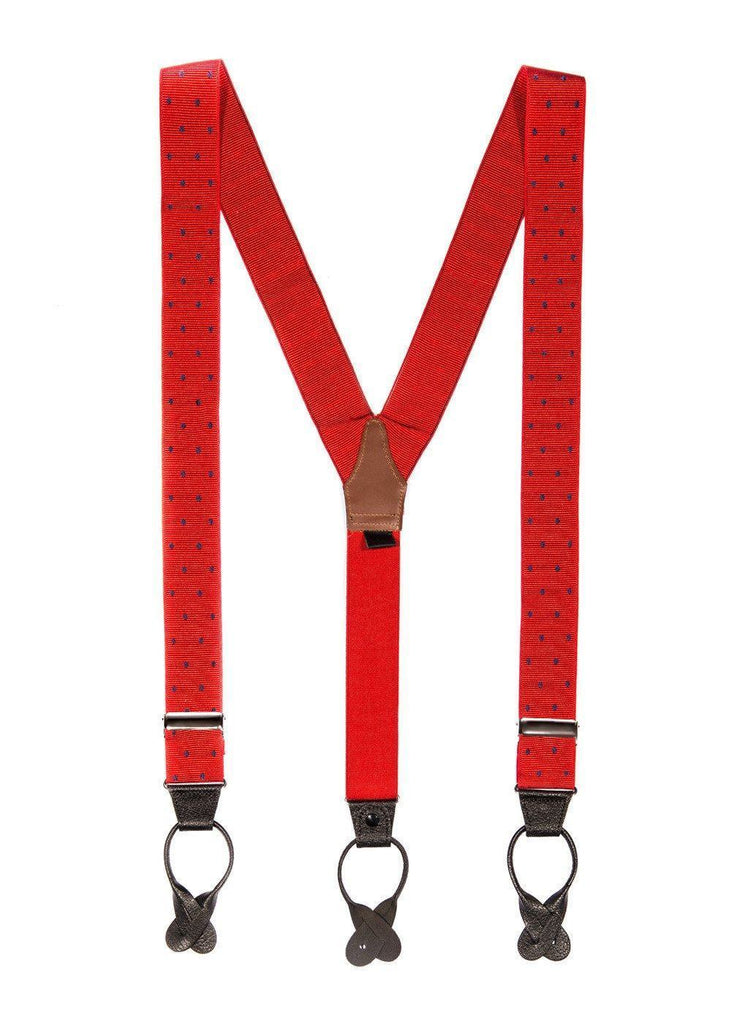 Ink Blot - Spotted Red & Navy Suspenders - JJ Suspenders