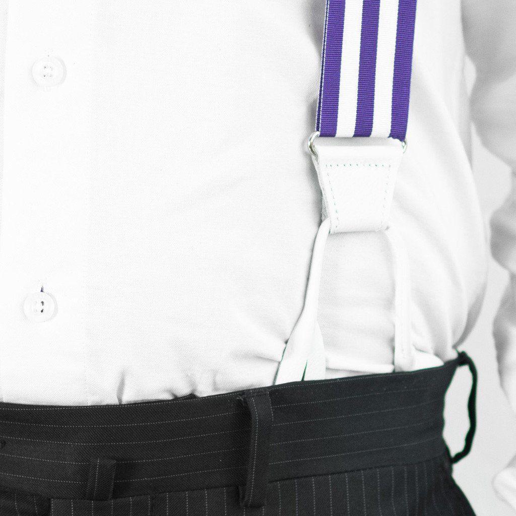 Ivory Violet - Purple & White Striped Suspenders - JJ Suspenders