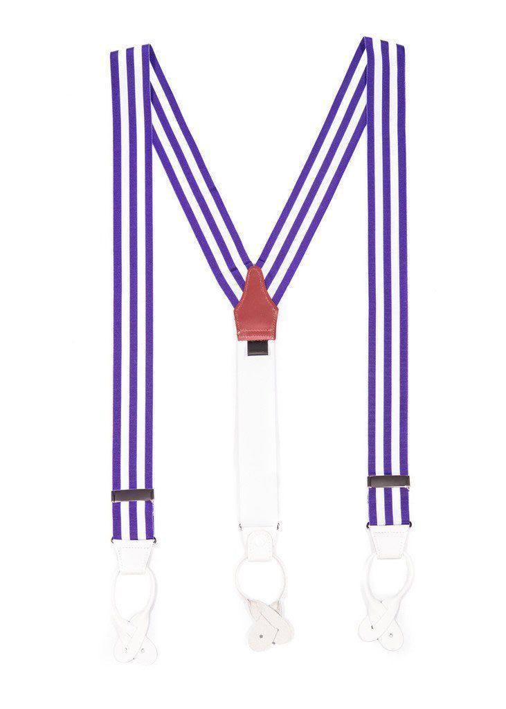 Ivory Violet - Purple & White Striped Suspenders - JJ Suspenders