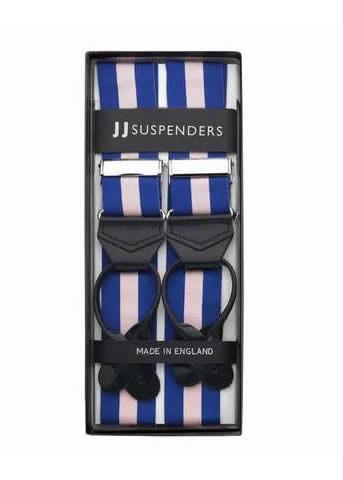 Maybe Baby - Pink and Blue Striped Suspenders - JJ Suspenders