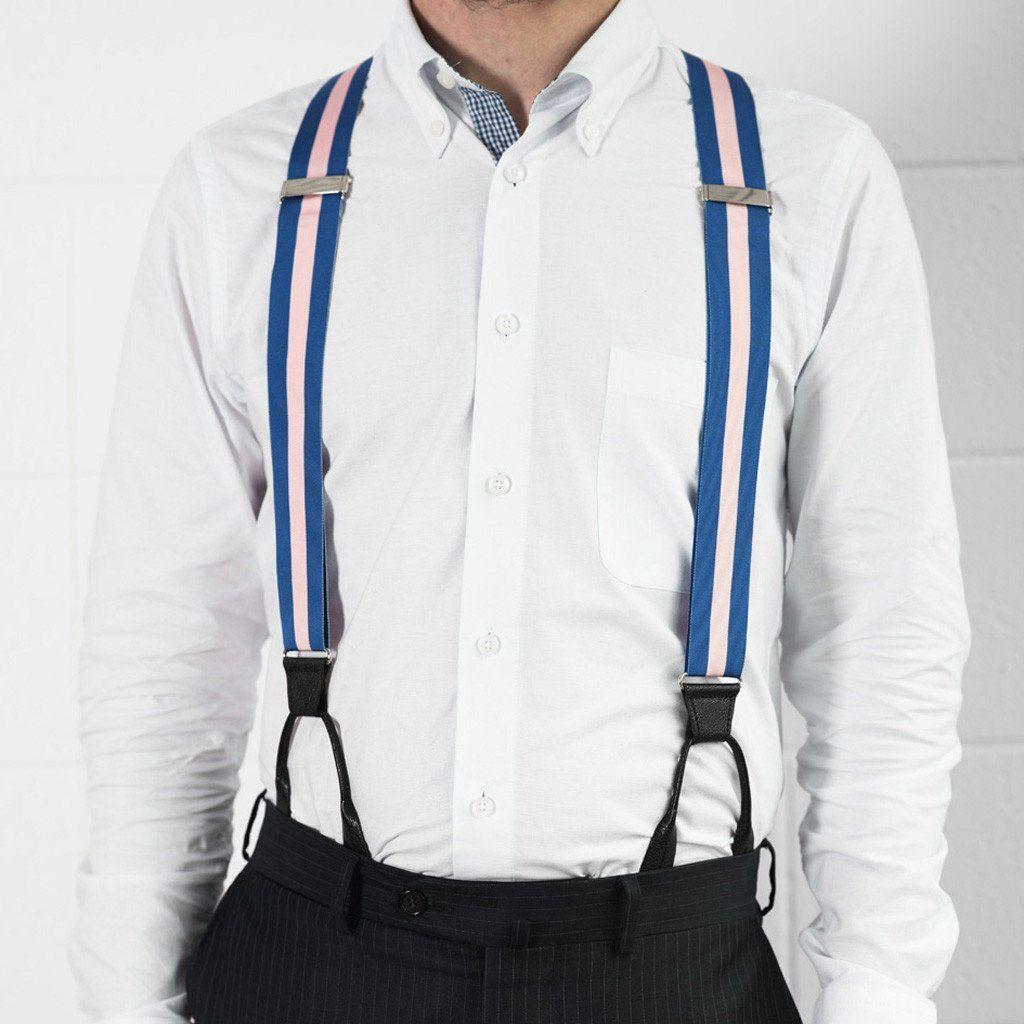 Maybe Baby - Pink and Blue Striped Suspenders - JJ Suspenders