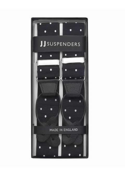 Missed a Spot - Spotted Black & White Suspenders - JJ Suspenders