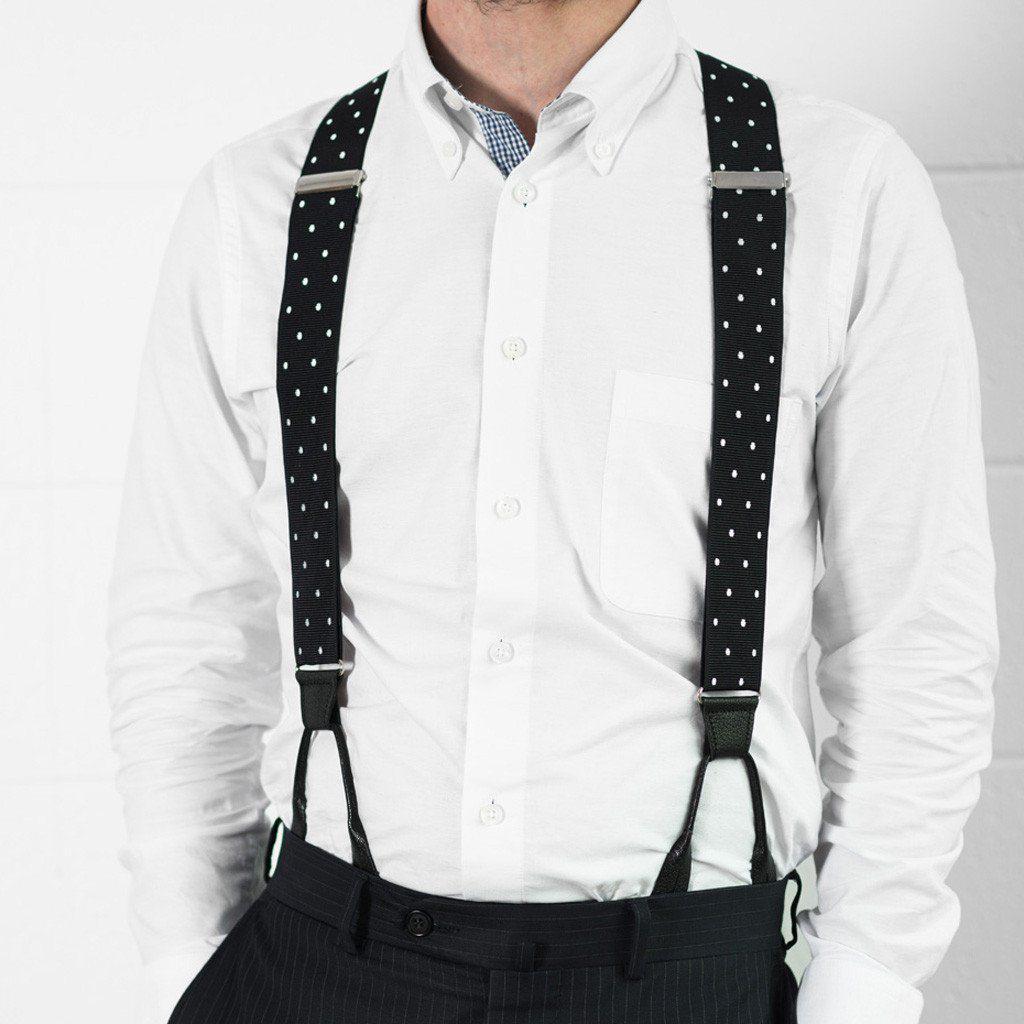 Missed a Spot - Spotted Black & White Suspenders - JJ Suspenders