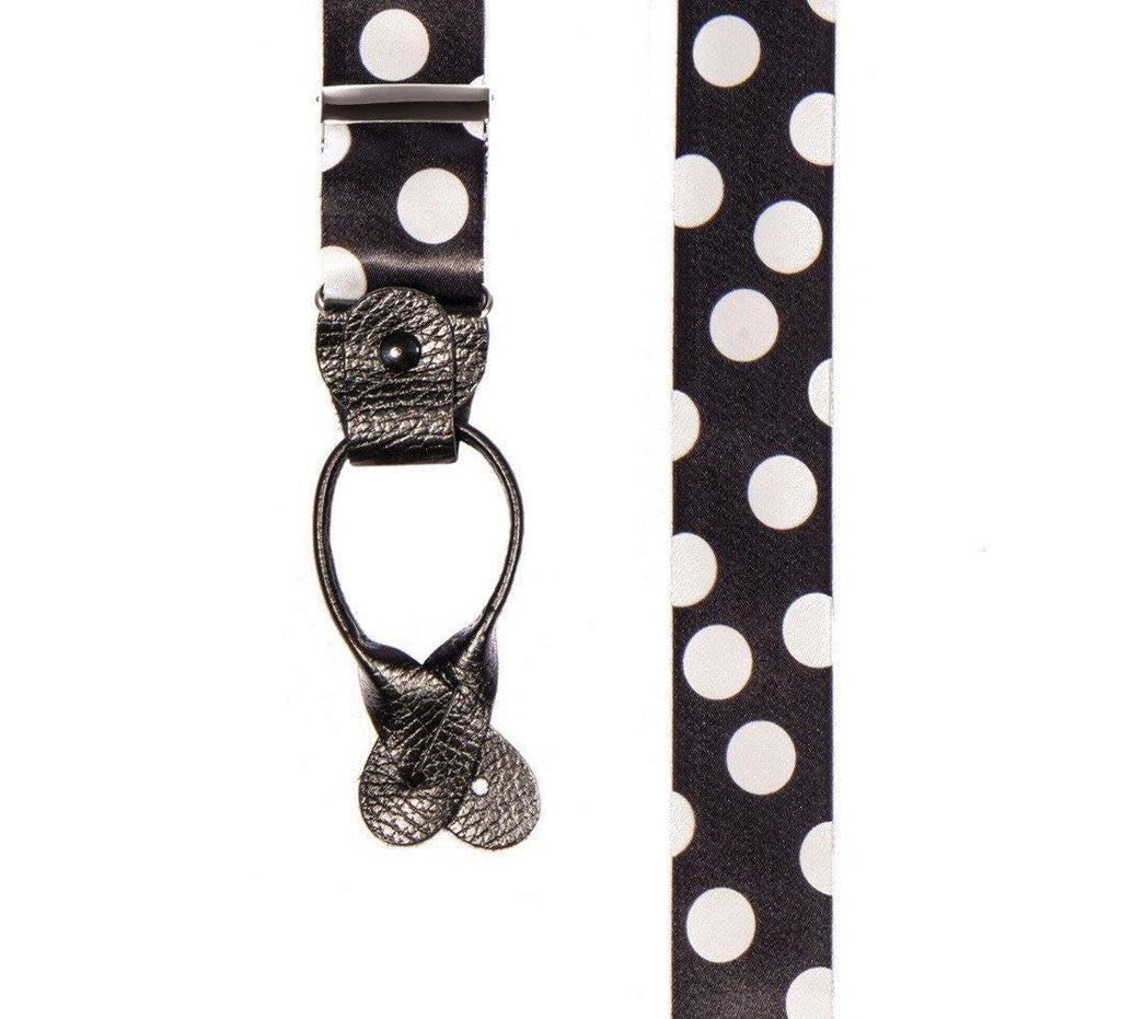 Monochrome Madness - Black & White Polka Dot Suspenders - JJ Suspenders