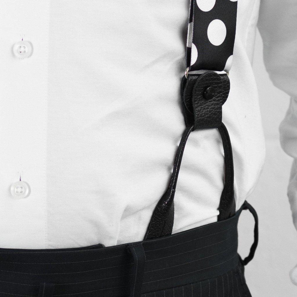 Monochrome Madness - Black & White Polka Dot Suspenders - JJ Suspenders