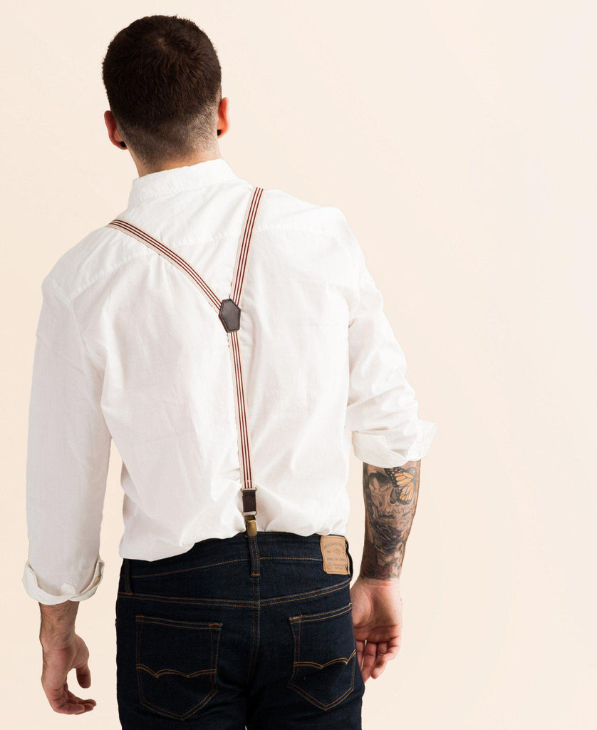 Sand and Fire - Burgundy & Khaki Suspenders - JJ Suspenders