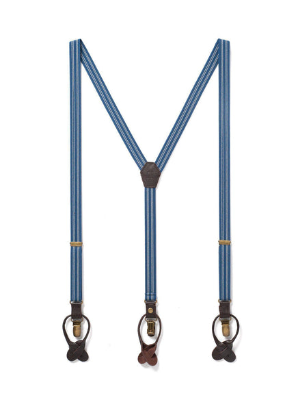 Scholar - Navy Blue Pin Striped Suspenders - JJ Suspenders