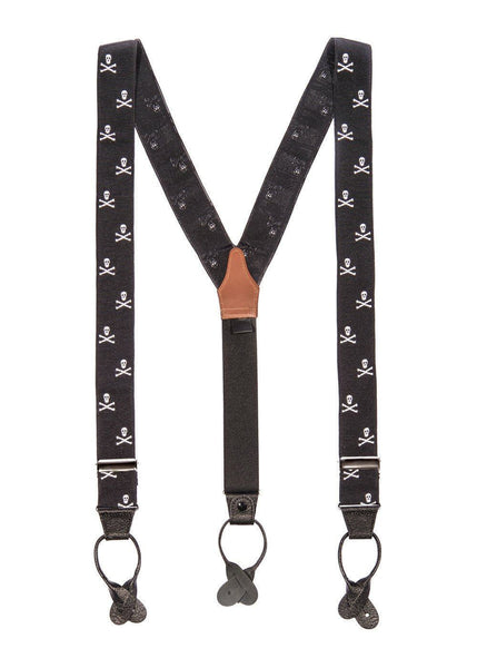 Skull and Bones - Formal Patterned Suspenders - JJ Suspenders