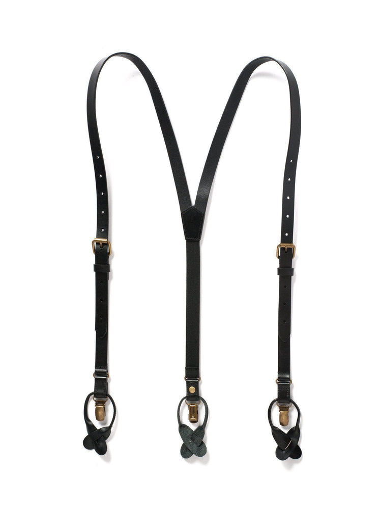 Smoke - Black Leather Suspenders - JJ Suspenders