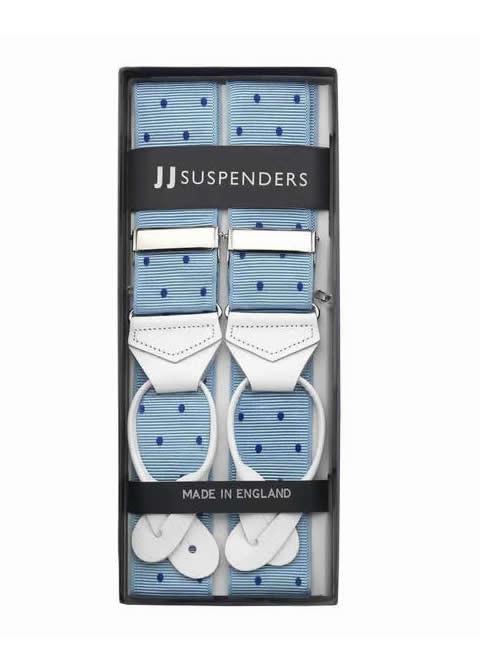 Teal Feel - Spotted Baby Blue Suspenders - JJ Suspenders