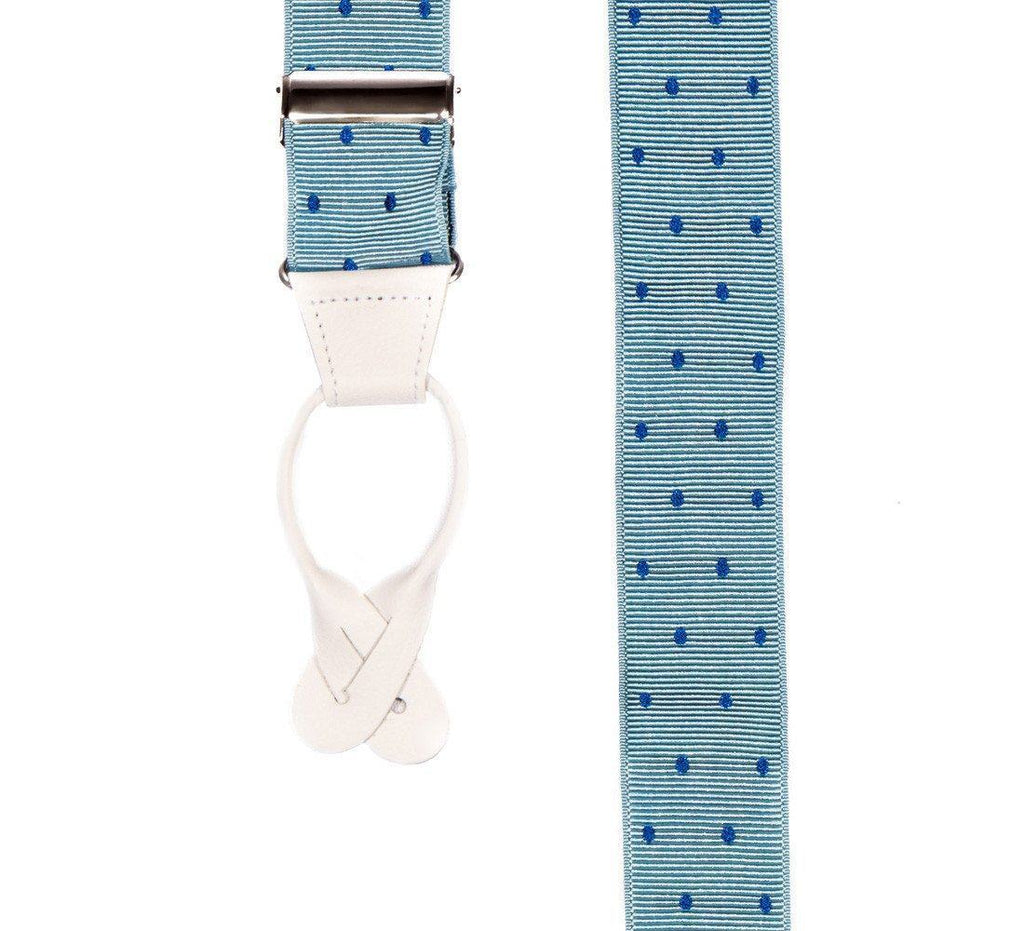 Teal Feel - Spotted Baby Blue Suspenders - JJ Suspenders