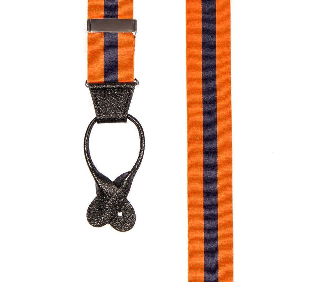 Two to Tang-O - Navy & Orange Striped Suspenders - JJ Suspenders