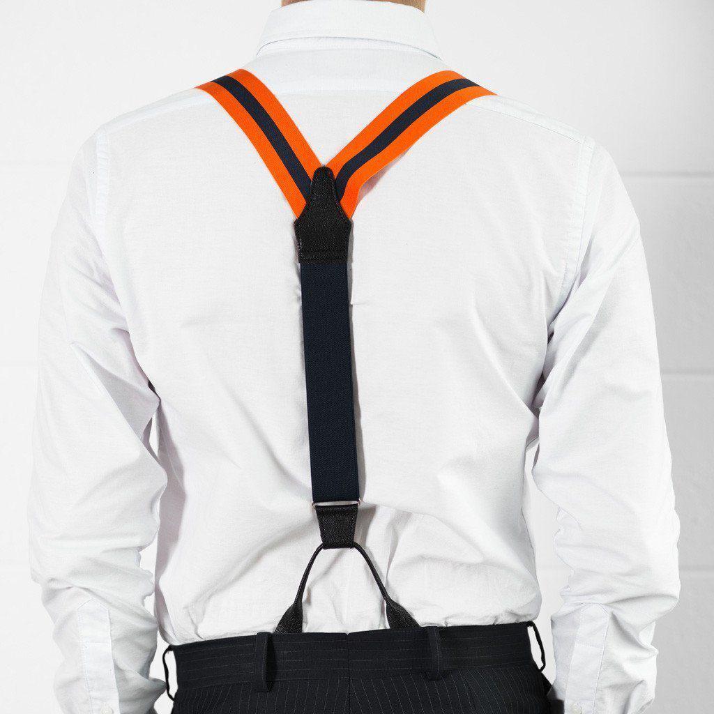 Two to Tang-O - Navy & Orange Striped Suspenders - JJ Suspenders