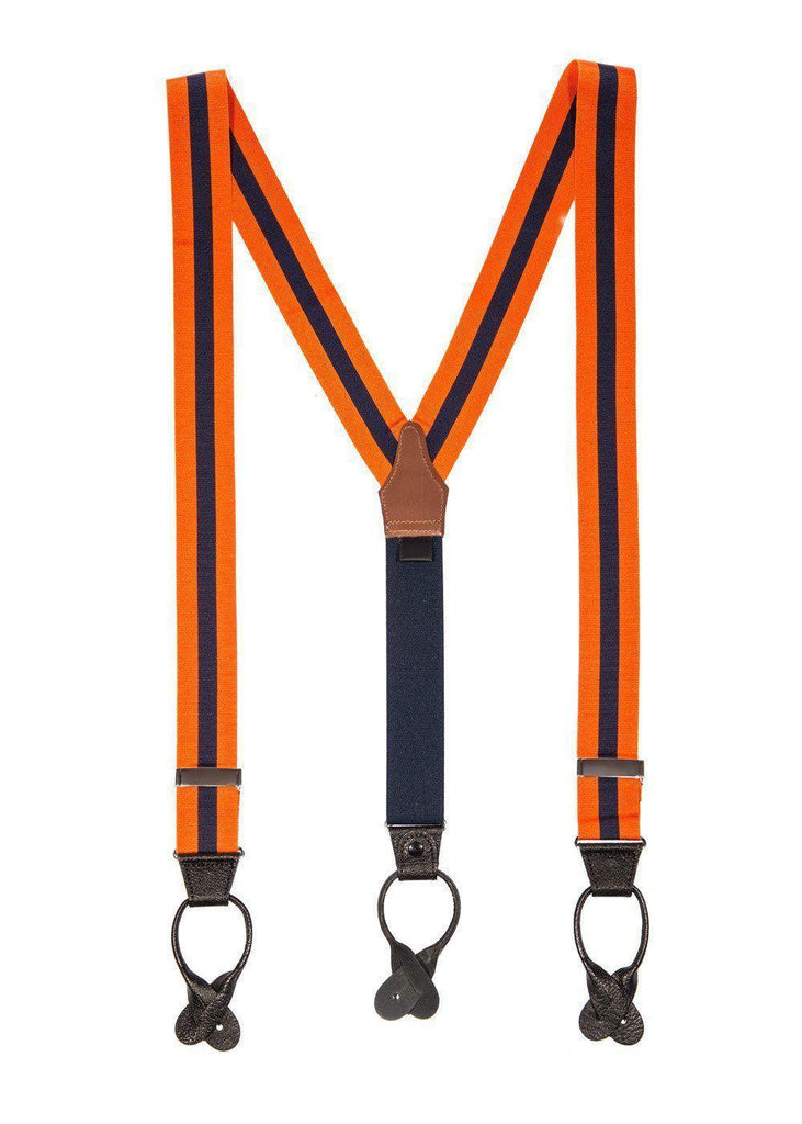 Two to Tang-O - Navy & Orange Striped Suspenders - JJ Suspenders