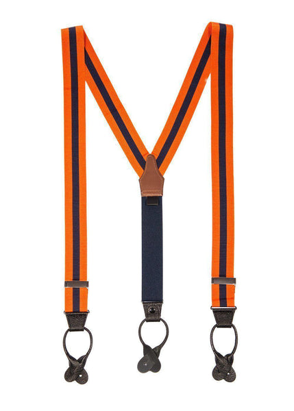 Two to Tang-O - Navy & Orange Striped Suspenders - JJ Suspenders