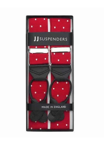 Very Cherry - Spotted Red & White Suspenders - JJ Suspenders