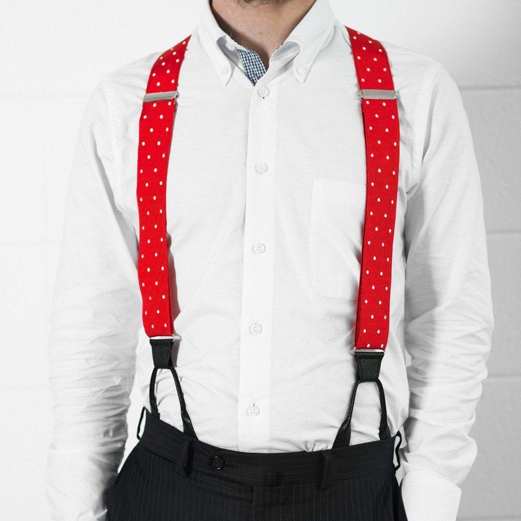 Very Cherry - Spotted Red & White Suspenders - JJ Suspenders