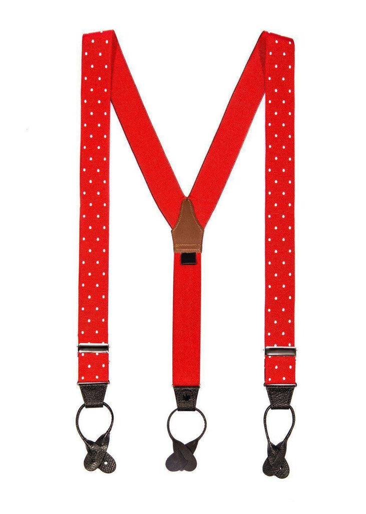 Very Cherry - Spotted Red & White Suspenders - JJ Suspenders