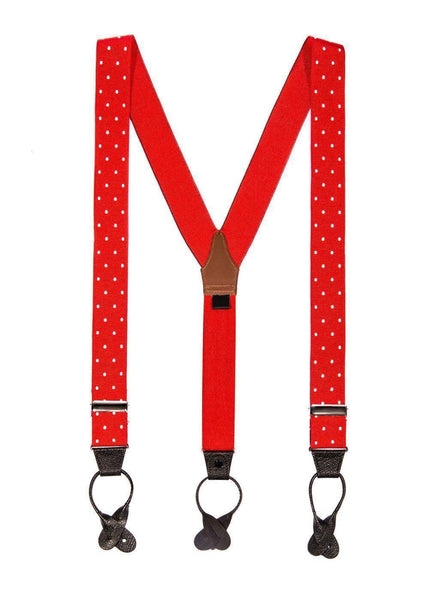 Very Cherry - Spotted Red & White Suspenders - JJ Suspenders