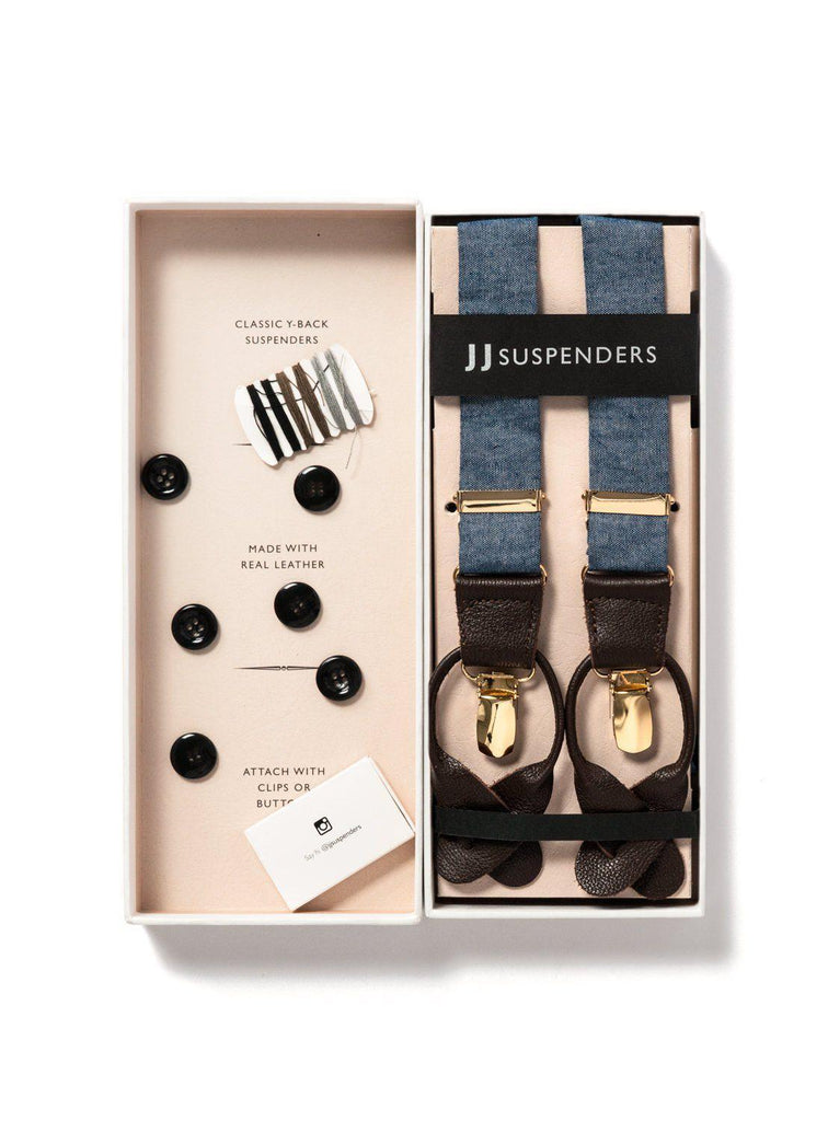 Windmill Wanderer - Chambray Suspenders - JJ Suspenders